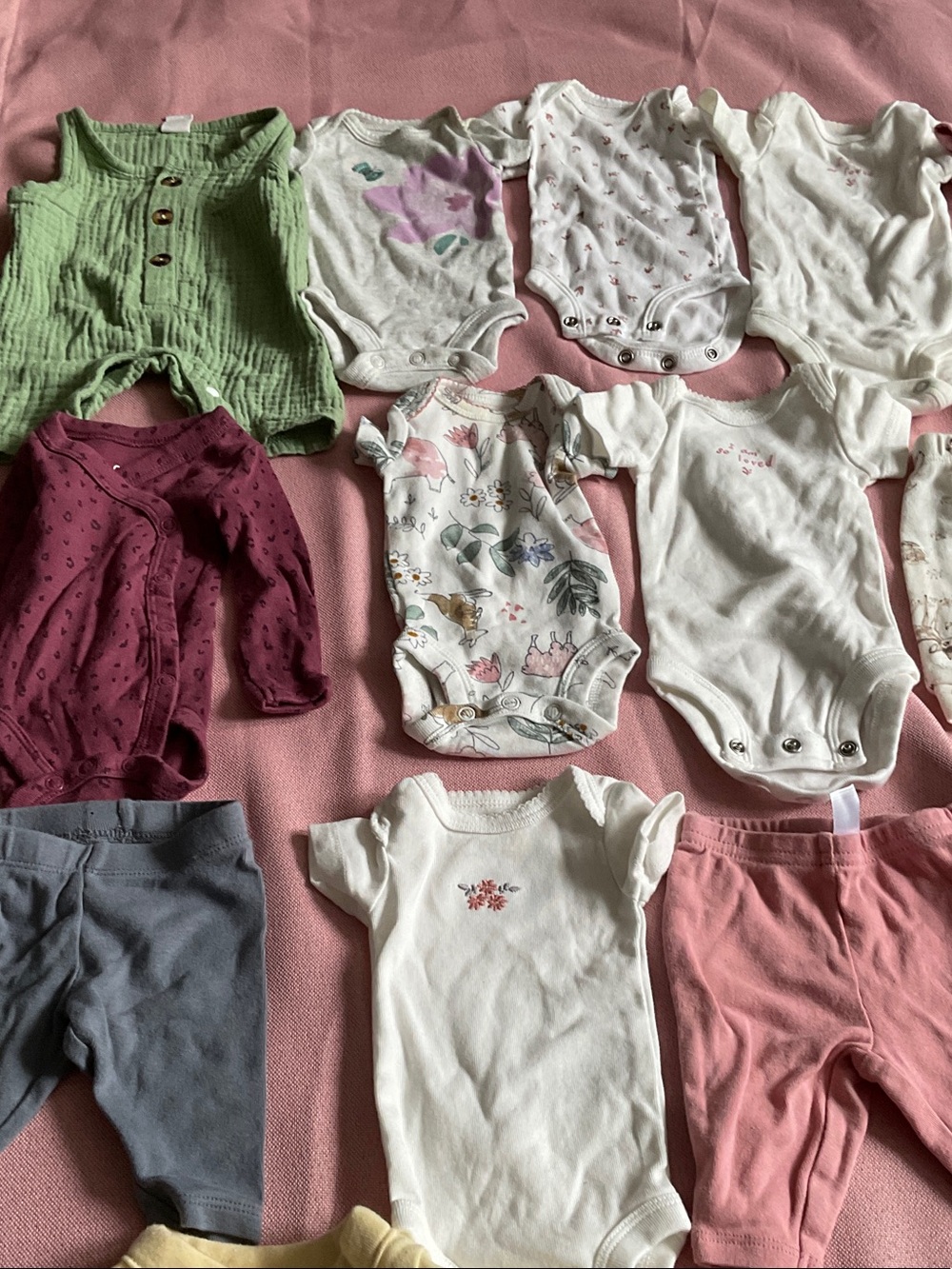 Carter's Mixed Color Baby One-Pieces in Pink, Green, White, Burgundy, Blue
